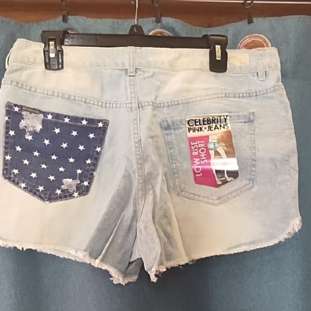 Celebrity Pink - Blue  Two-Tone Star Denim Shorts - Picture 3 of 4
